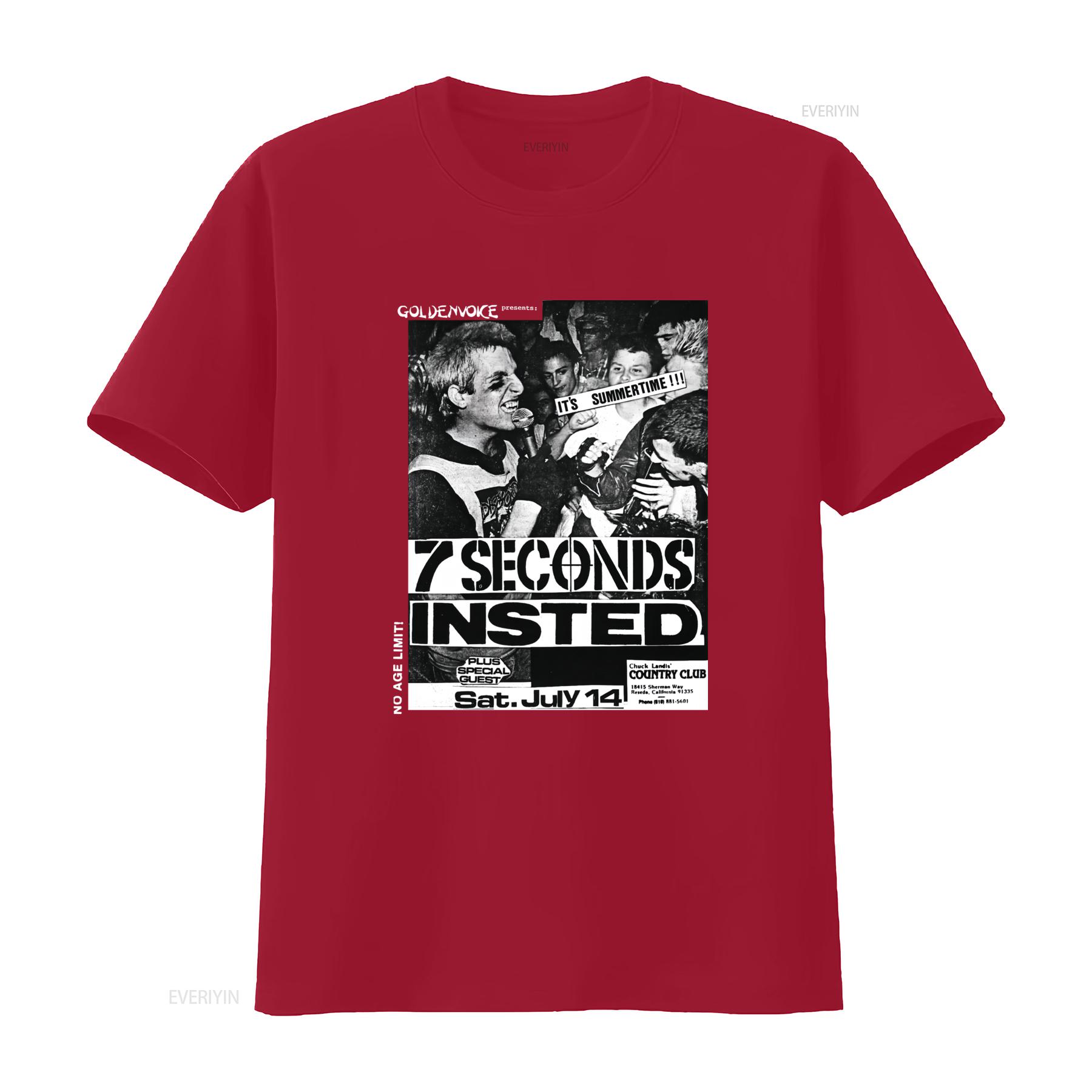 

7 Seconds Insted Old School Flyer T Shirt Summer Concert Vibes Vintage Band Merch Rock Music Lover vintage Washed Comfortable S
