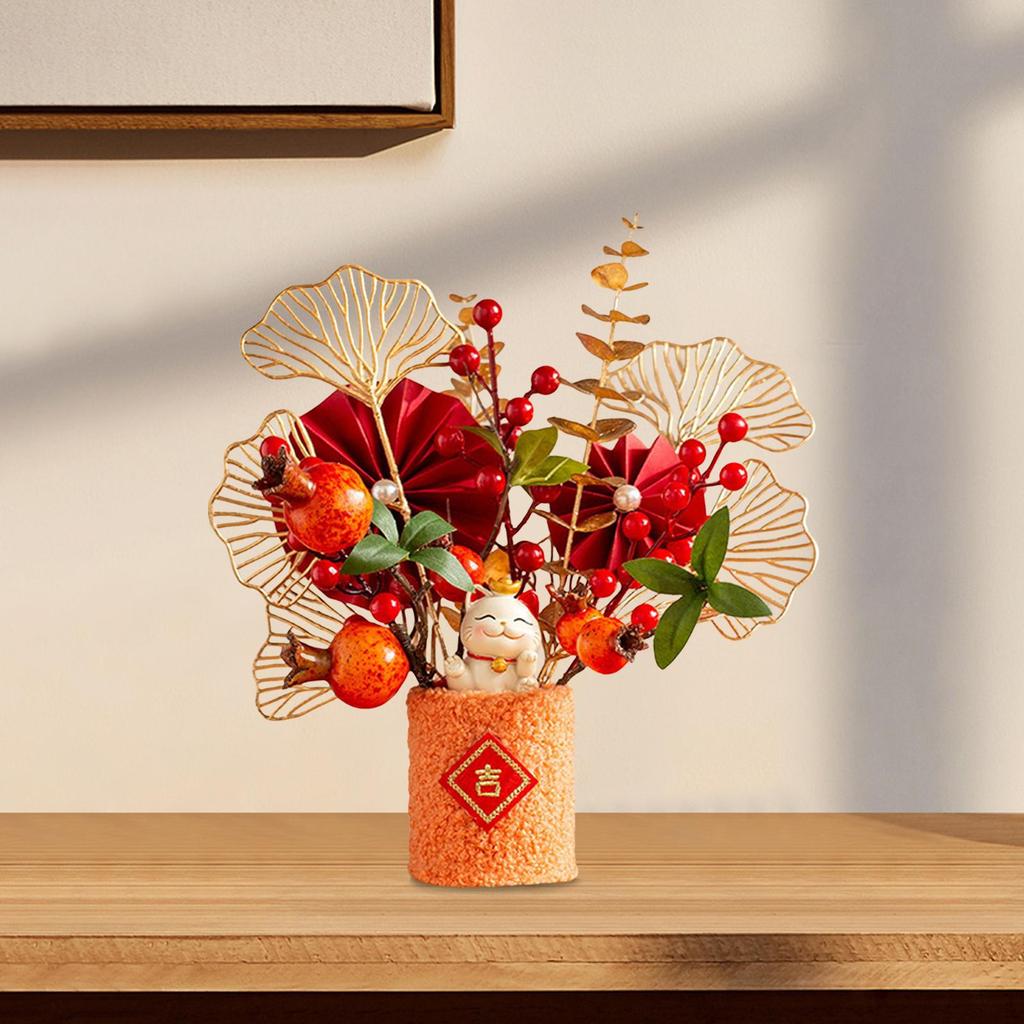 Artificial Bonsai Character Decorative Decoration Bouquet Chinese Year Ornaments Potted Flowers