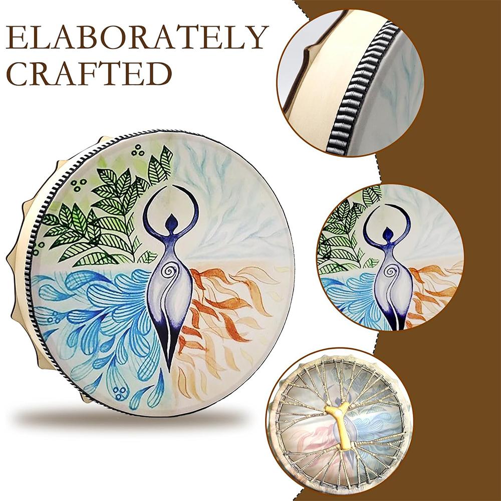 Shamanic Drum,10 Inch Hand Drum With Drum Stick, Sound Healer Shaman Drum For Spiritual Music, Reflection Meditation - Colored