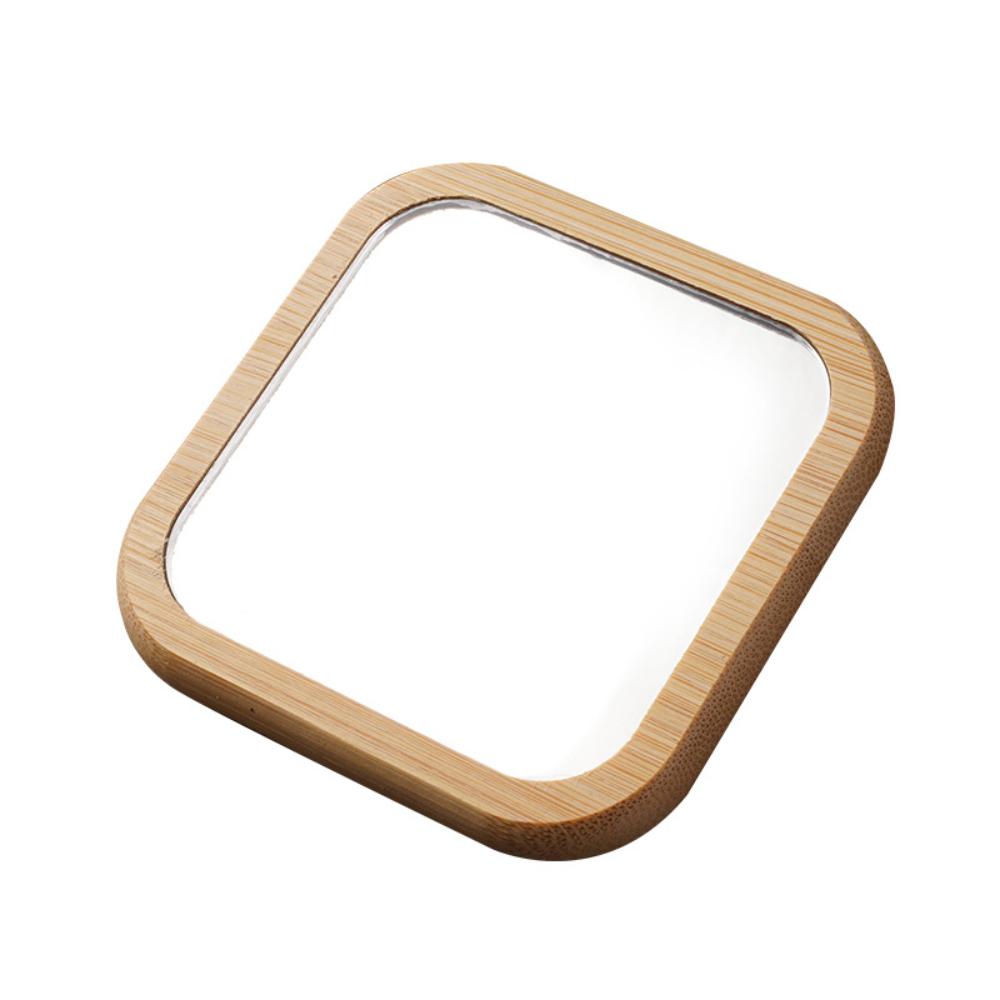 Wood Makeup Mirror Round/Square Cosmetic Mirror Handheld Mini Compact Pocket Mirror Portable Travel Accessories Beauty Tool