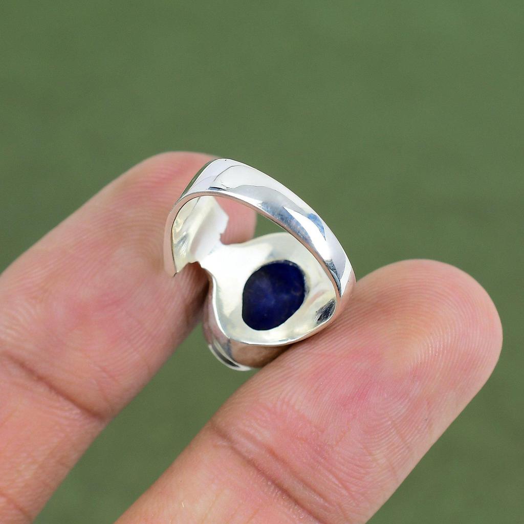 Faceted Blue Sapphire Ring 925 Sterling Silver Ring Natural Gemstone Jewelry Handmade Latest Design Ring Gift For Mom Available In Ring Size