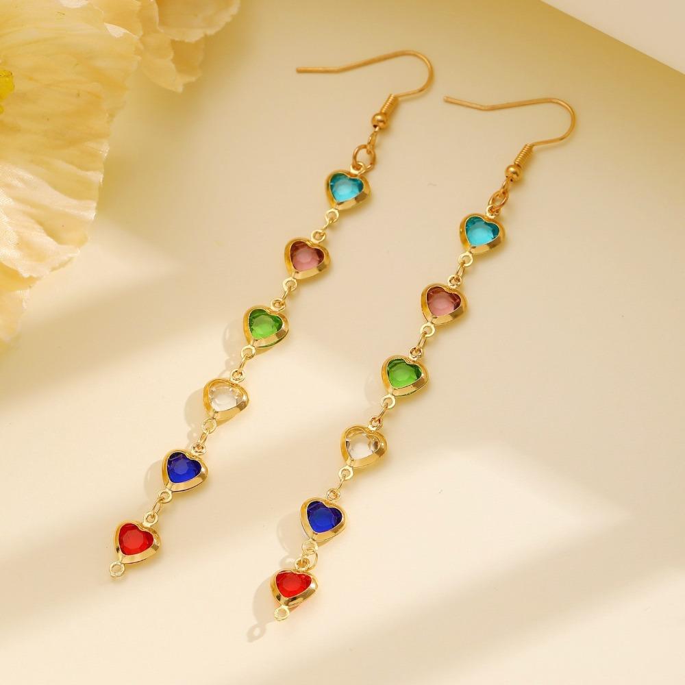 Crystal Rhinestone Drop Earrings Copper Chain Long Tassel Earrings Bead Earrings Wedding Jewelry цветной