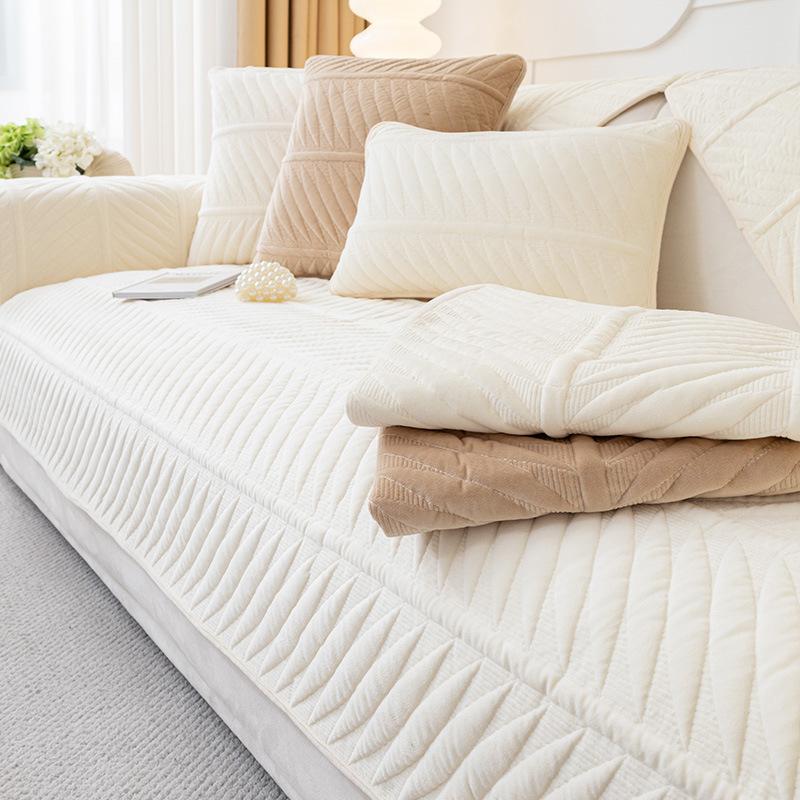 Light French Cream Style Sofa Cushion Plush Non-Slip Cushion  New Autumn and Winter Thickened Sofa Cover Cloth