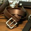 [Marukawa Jeans Power Jeans Value] Stitched Leather Belt for Men, Brown, Free Size