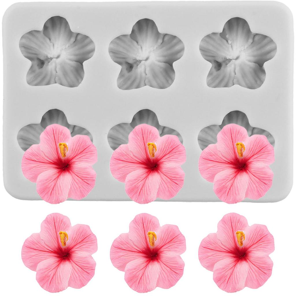 Flower Silicone Molds Hibiscus Flower Rose Flower Fondant Mold Cake Decorating Tools Cupcake Topper Candy Chocolate Gumpaste Mold