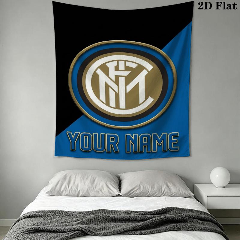 Custom Name Inter Milan Wall Tapestry Aesthetic Wall Hanging Printed Fabric Blanket Decorative Tapestries for Bedroom Living Room Home Decor