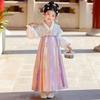 Girls' Winter Plush-Lined Hanfu Dress - Traditional Tang Suit Skirt for Autumn/Winter 2025 New Year
