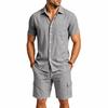Men's Summer Linen Lapel Casual Shirt & Shorts Set: Breathable Cotton Two-Piece Workwear
