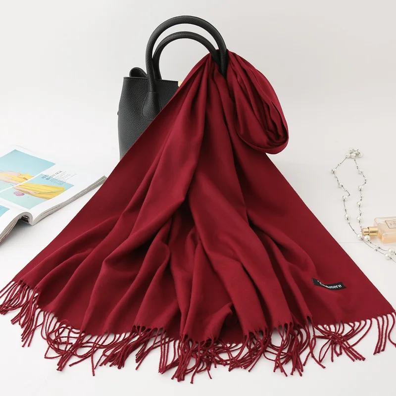 Autumn Winter Solid Imitation Cashmere Scarf for Men Women Tassel Intensification Warm Shawl Fashion Necklaces Wrap Long Scarves