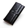 Women's Waxed Leather Drawstring Long Wallet Clutch Purse Coin Card Holder