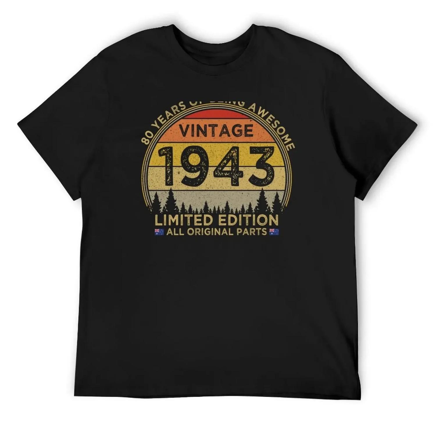 80th Birthday Vintage 1943 Limited Edition Patriotic Australia T-Shirt valentines clothes man clothes designer t shirt men S
