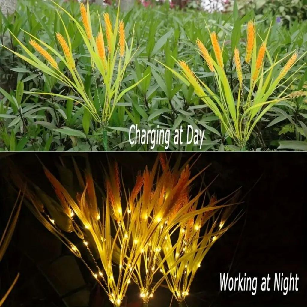 Solar Powered Autumn Harvest Wheat Waterproof Outdoor Light for Garden Lawn Courtyard Patio Path Thanksgiving Decor Lighting