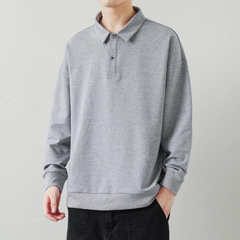 Polo Hoodie Men Spring and Autumn New Lapel Long-sleeved T-shirt Men's Loose Fashion Brand Clothes Fall