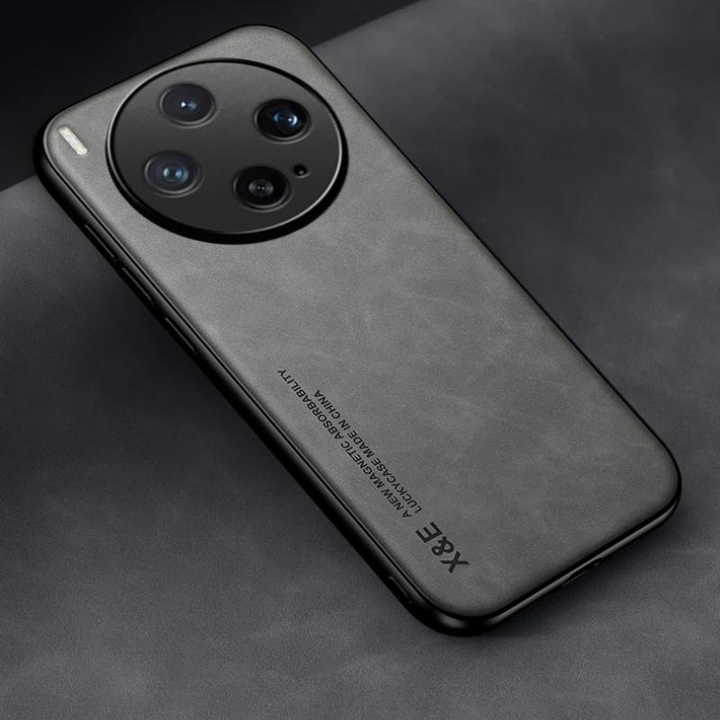 For VIVO X300 Ultra X300S PU Leather Car Magnetic Holder Silicone Back Cover For VIVO X300 S Built-in iron Protection Phone Case
