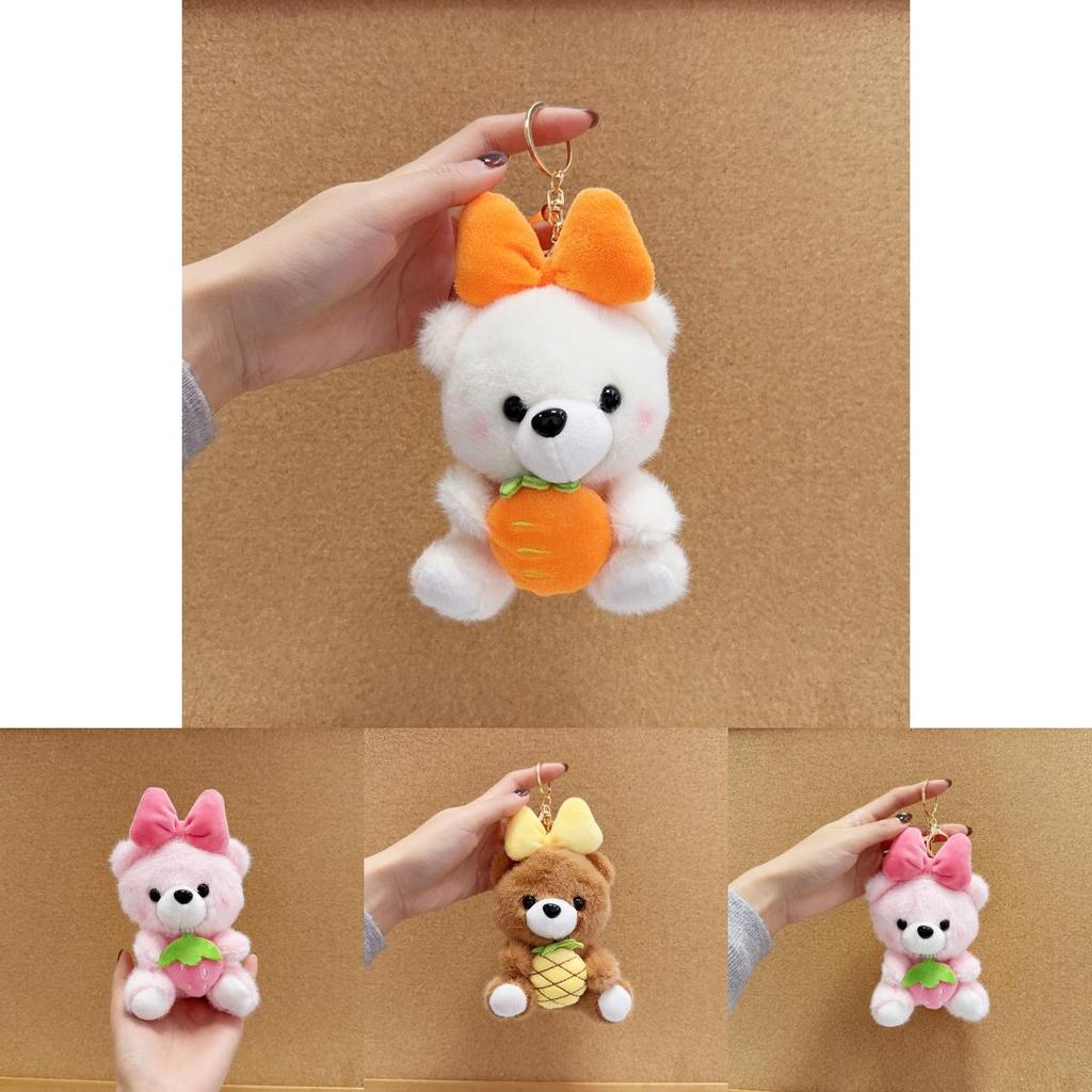 Cartoon Style Bear Plush Keyring With Short Fleece Material For Backpack Accessories