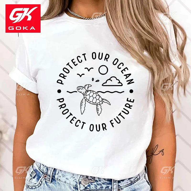 Premium Cotton T Shirt New Protect The Ocean Protect Our Future Graphic Print Shirt Top Unisex T Shirt Short Sleeve Fashion Tees S