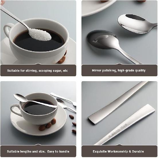 6-Piece Demitasse Espresso Spoons,5.1-Inch Mini Coffee Spoons Stainless Steel Small Spoons Mini Espresso Spoon for Dessert Ice Cream