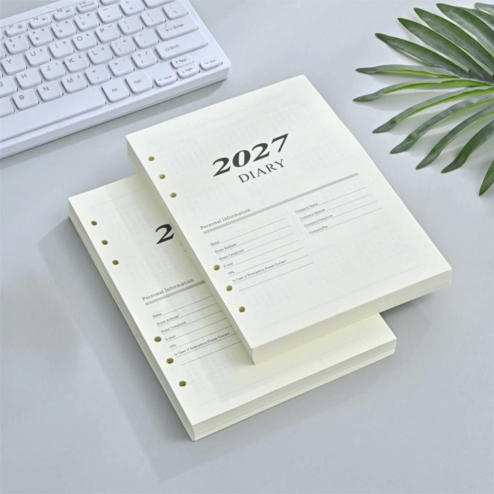 Páginas de Recambio para Agenda Diaria A5 Carpeta de Anillas Cuaderno de Recambio Organizador de Horario Mensual Semanal Diario