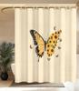 Butterfly Sunflower Print Waterproof Shower Curtain 180x180cm - Artistic Floral Design Polyester Bath Curtain for Home Decor