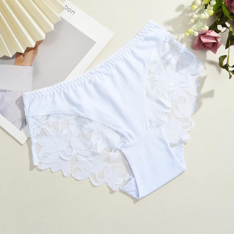 S-XXL Women Lace Panties Patchwork Seamless Underwear Sexy Luxury Hollow Out Solid Briefs Girls' Mid Rise Breathable Lingerie