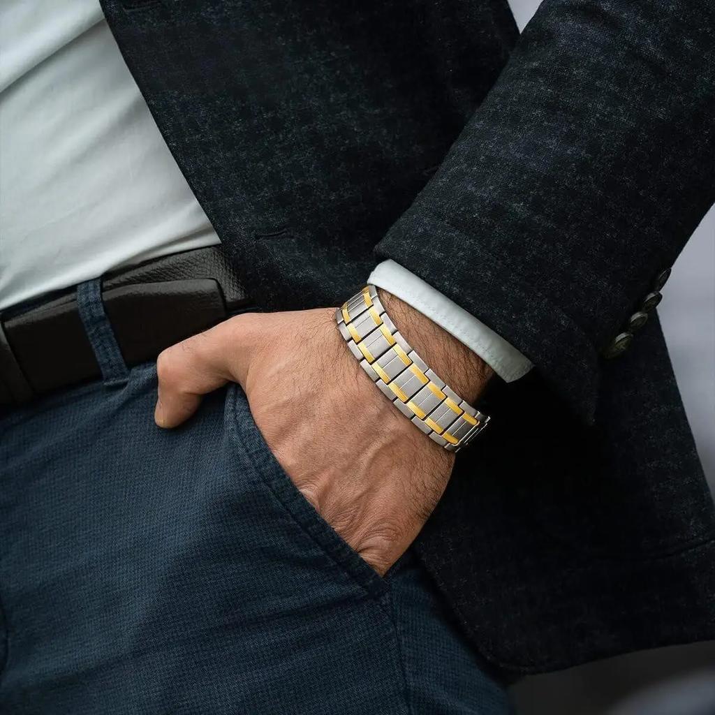 Premium Titanium Steel Bracelets for Men with 3X Ultra Strenth Magnetic Wristband Jewelry Gifts