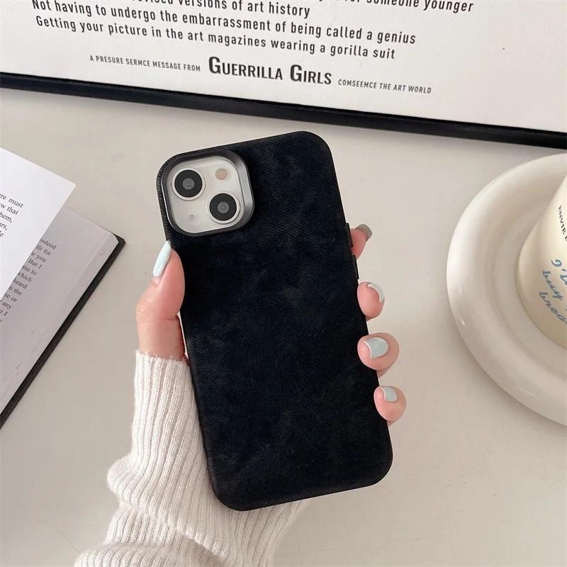 Flannel For Magsafe Phone Case for iPhone 16 Pro Max 15 15Pro 17 Matte Wireless Charging Back Cover Microfiber Protective Shell
