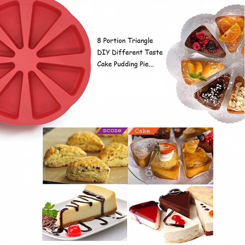 8 Holte Siliconen Portie Cakevorm Driehoekige Holte Cakevorm Pizza Punten Bakvormen Keuken Bakgereedschap voor Thanksgiving Day