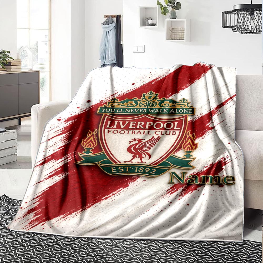 Custom Name Liverpool Football Club Theme Printed Blanket Perfect For Couch Bed Travel Outdoor Use Machine Washable Cozy Durable