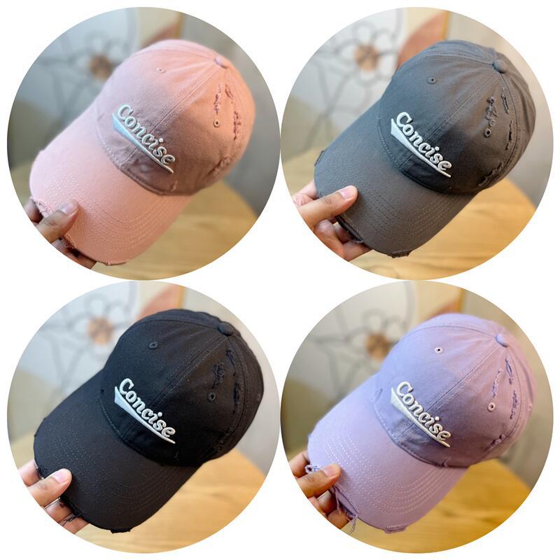 Distressed oversized letter baseball cap for women, spring/summer, wide brim, casual, versatile, face-slimming, soft-top duckbill cap for men