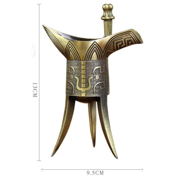 Antyczny kubek do wina, wyroby metalowe chiński kieliszek do wina, kreatywny kubek na prezenty w stylu chińskim, brązowy kieliszek do wódki do picia