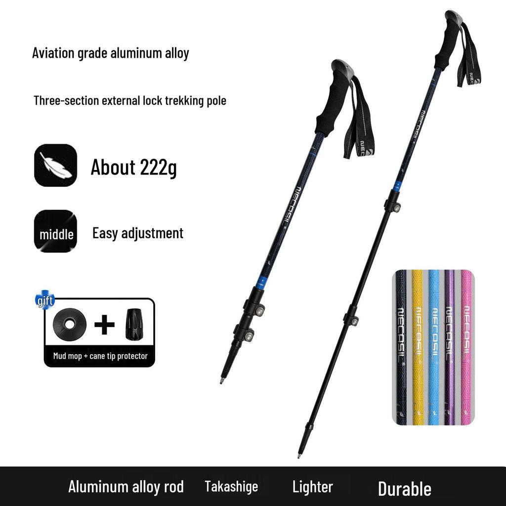 Newcastle Aluminum Hiking Poles - 3-Section Telescopic with External Lock for Outdoor Adventure