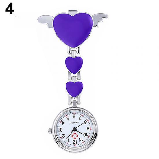 Women Lady Cute Love Heart Quartz Clip-on  Nurse Pocket Watch AVE