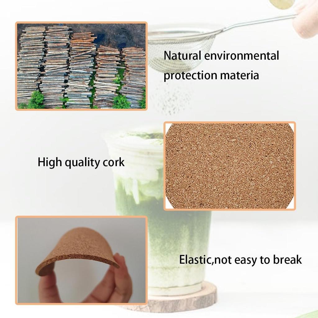 10 Pack Round Corks Coasters, Reble Coffee Coaster, 4" Cork Coaster, Drinks Corks Coasters for Kitchen Office Home Bar