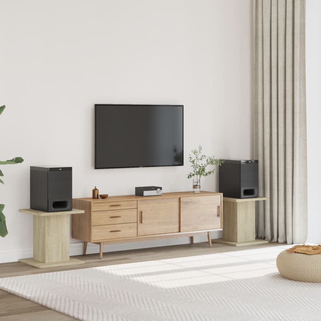 Speaker Stands (2 Pcs) Sonoma Oak Finish 30x30x40 Cm Particleboard