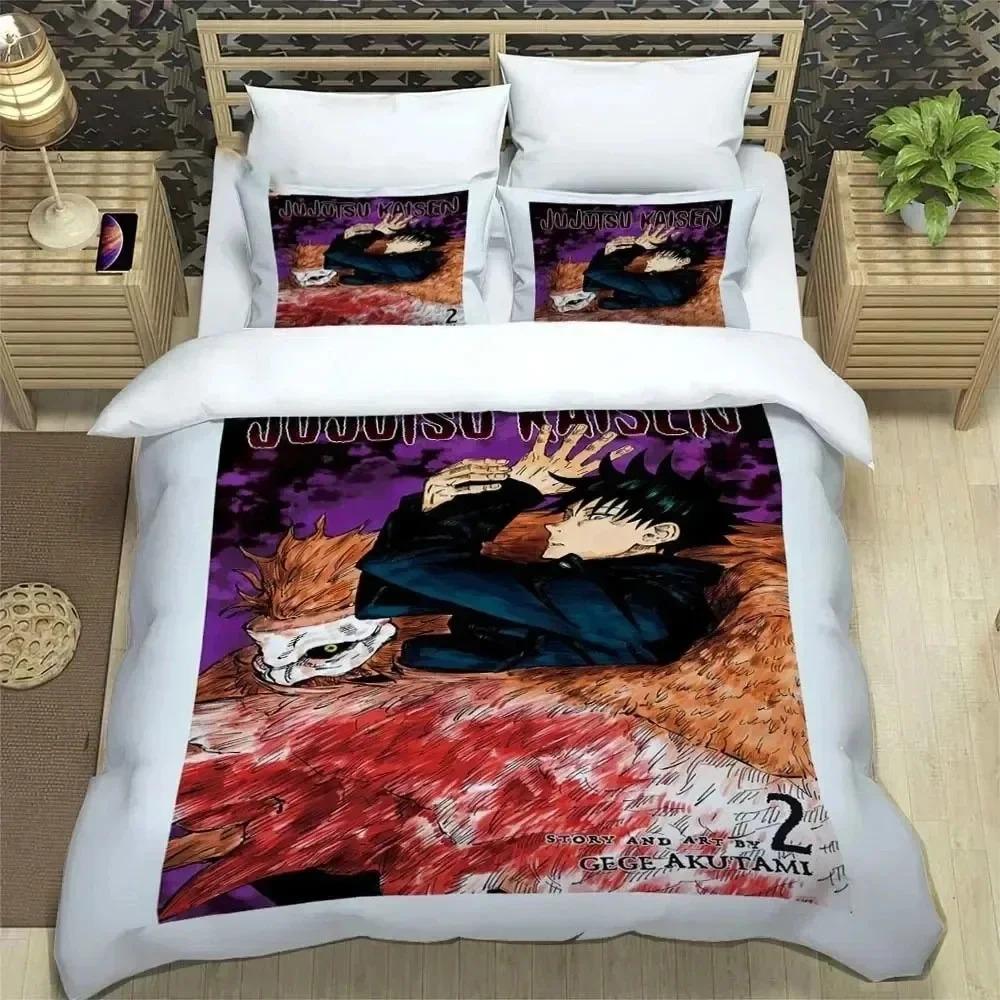 Imprimare 3D Jujutsu Kaisen Anime Set de Lenjerie de Pat Băieți Fete Twin Queen King Size Husă de Plapumă Față de Pernă Pat băieți Adult