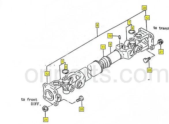 Suzuki Samurai SJ410 Compatible Rear Driveshaft 19 Inch 8Mm Small Bolt Flange