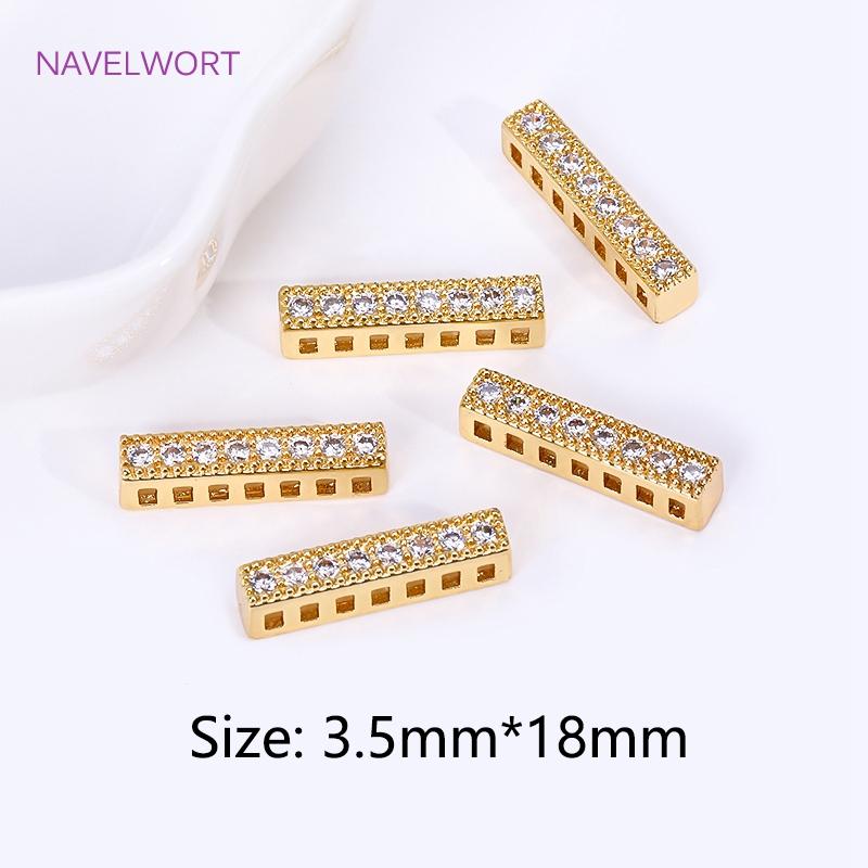 

Trendy 18K Gold Plated Brass Cuboid Multiple Rows Separator Spacer Bars For Pearl Necklace Findings,DIY Jewelry Making Supplies 2 pieces