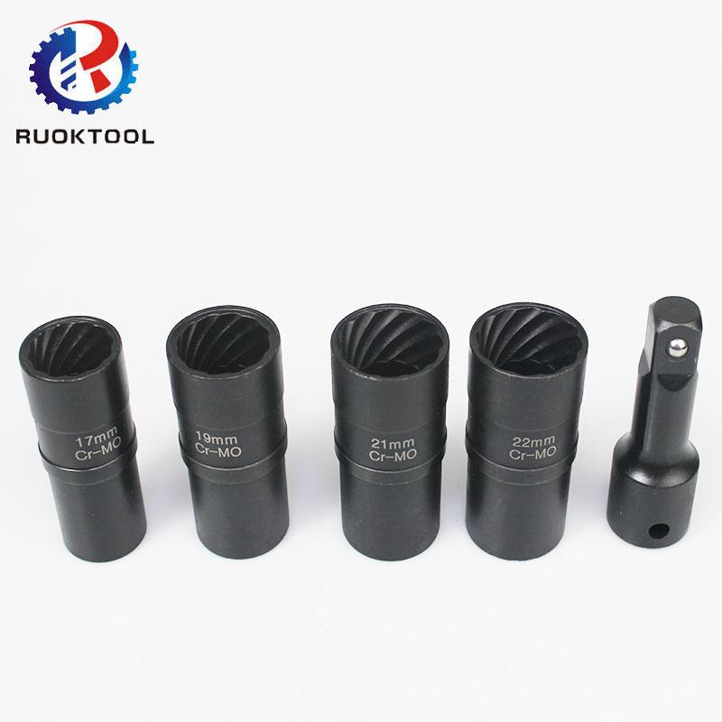 4pc 17-22mm 1/2-Inch Drive Twist Socket Lug Nut Remover Tool