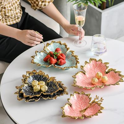 Nordic Maple Leaf Ceramic Plate, Luxury Fruit Dessert, Appetizer Plate, Jewelry Snack Storage Tray, Home Decoration