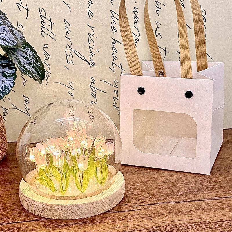 Handmade High-End Tulip Glass Night Light for Bedroom Decor