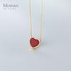 Modian New Arrive 925 Sterling Silver Red Lovely Hearts Pendant Necklace for Women Gold Color Necklace Fine Jewelry Accessories