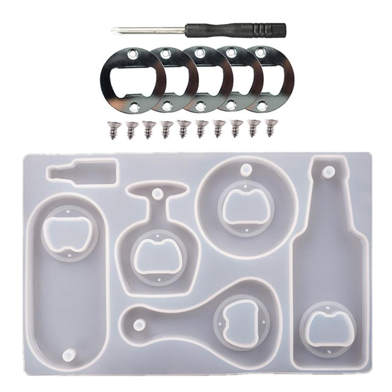 

WTEMPO 1 набор 17 шт. DIY Силиконовая форма для изготовления открывалки для пивных бутылок с винтами, отвертками и другими аксессуарами. Практичная форма для офиса, дома, бара, 1set белый