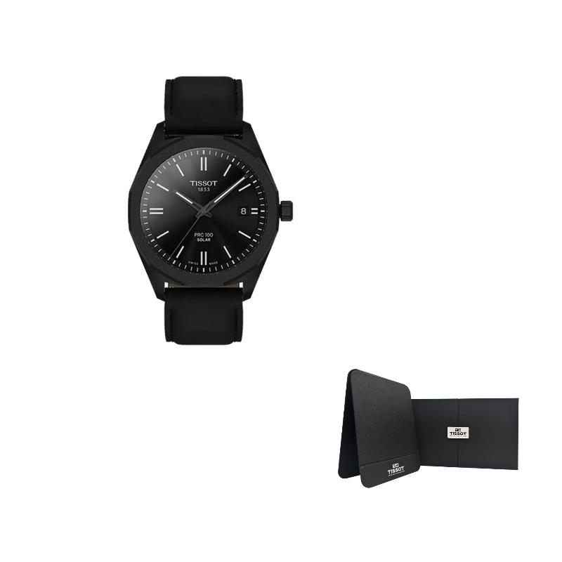 TISSOT PRC100 Solar Quartz Movement Men's Watches Watch 39mm Black Dial T151.422.36.051.00