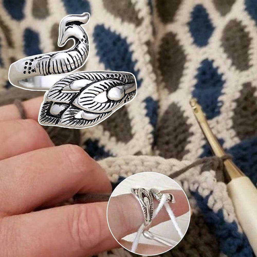 Accessories Ring Sewing Accessories Knitting Loop Crochet Ring Peacock Fish Phoenix Thimble Ring