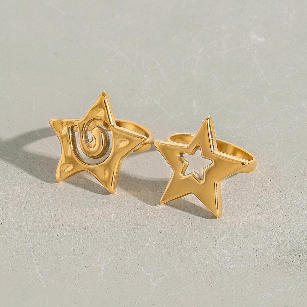  Stainless Steel Star Rings Set Hypoallergenic Spiral Minimalist Jewelry Mirror Polish Wedding Party Daily