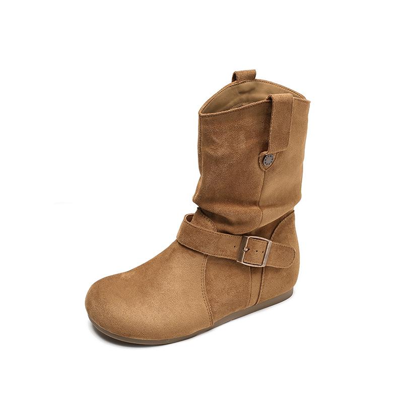 

Women s 2025 Autumn and Winter New Mid-calf Boots with Built-in Height-enhancing Heeled Boots 35