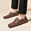 Men'S Shoes Leather Shoes One Pedal Flat-Bottomed Lazy Casual Doudou Shoes Spring Low-Top Feet Cowhide Surface Single Shoes