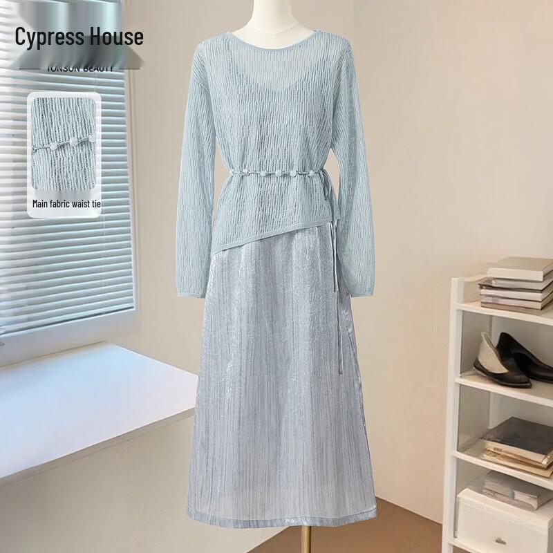 

Women s Long Sleeve Blouse & Camisole Dress Set M