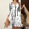Women's  Casual Loose Comfortable Print V-Neck 3/4 Sleeve Dress