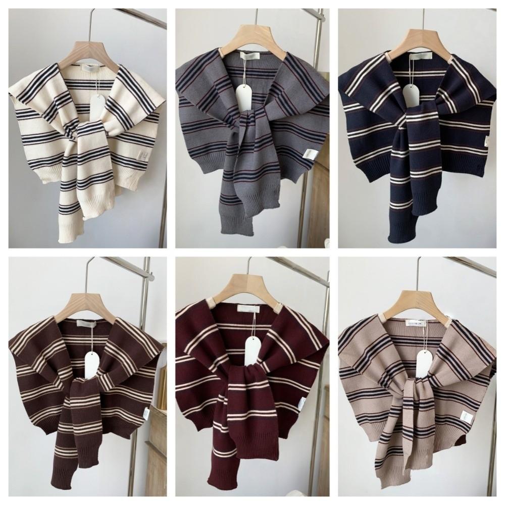 Classic Stripe Scarf Cloak Fake Collar Wraps Fashion Men Knitted Shawl  Clothes Decoration